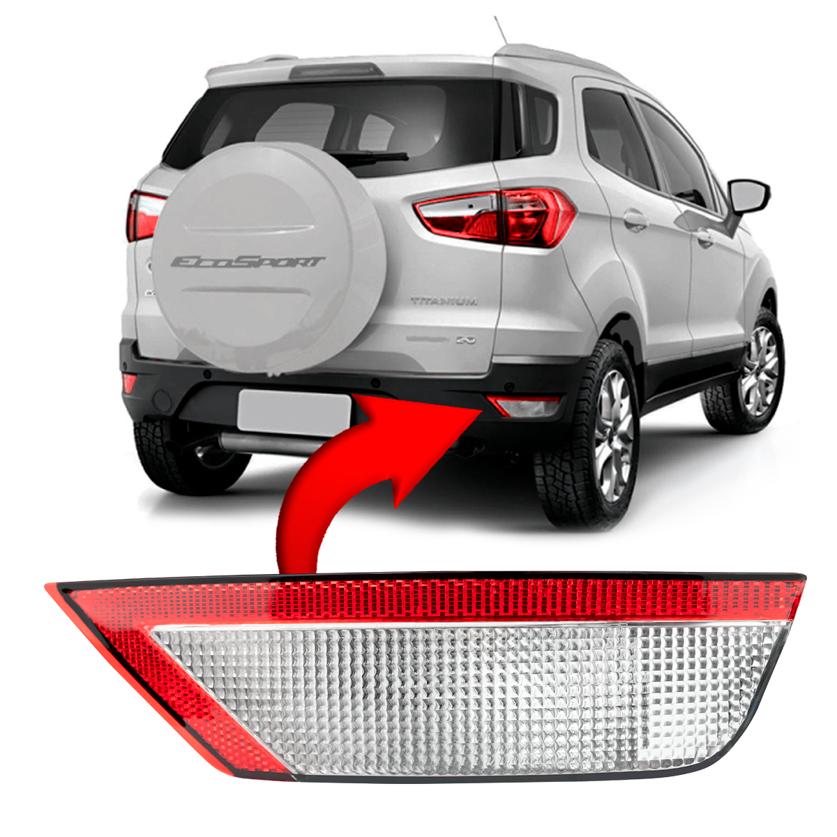 Lanterna Parachoque Luz de Ré Direita Ecosport 2013 2014 2015 2016 2017 2018 2019 2020 2021