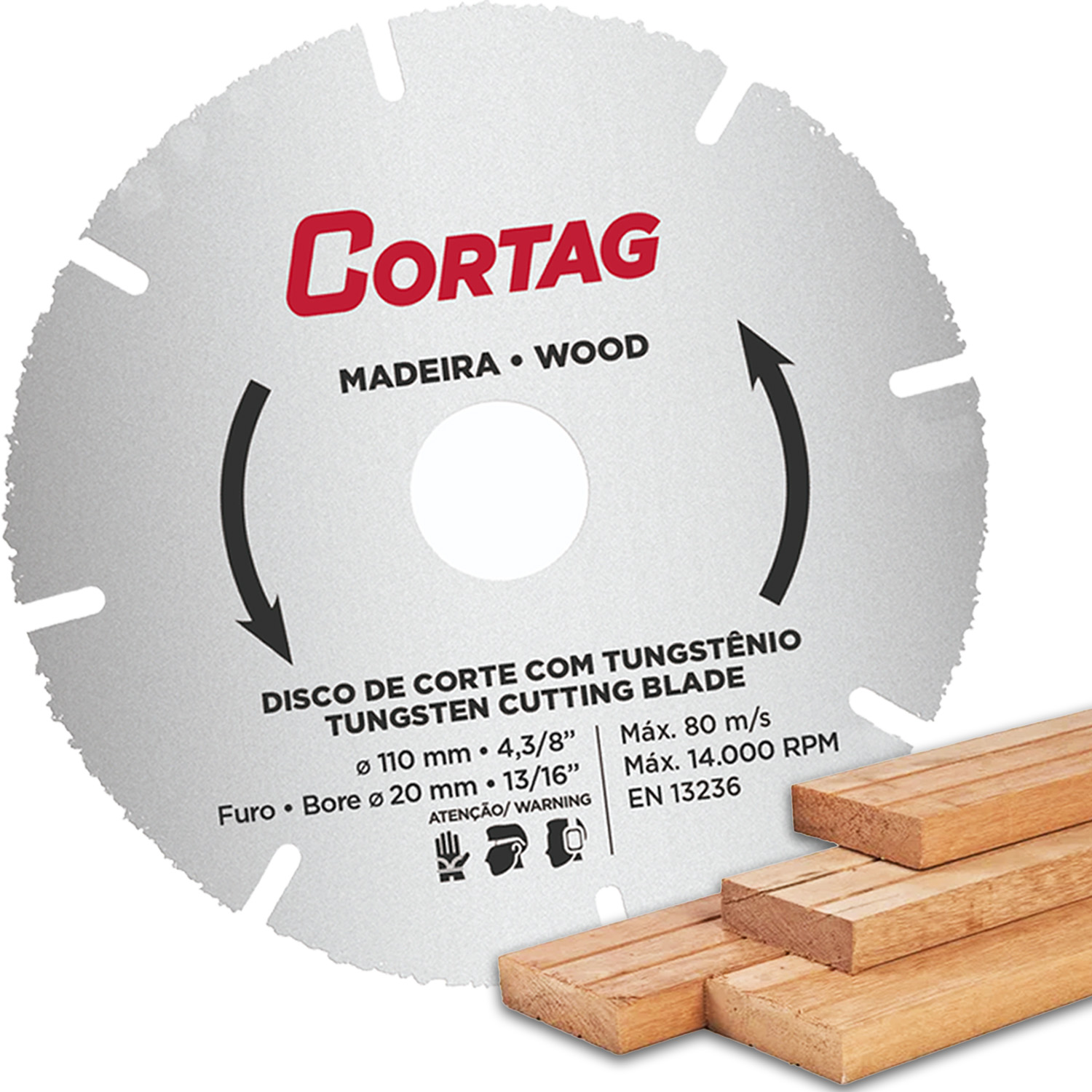 Disco de Tungstênio Corte 110mm para Madeira MDF Compensado Aglomerado MDP Cortag