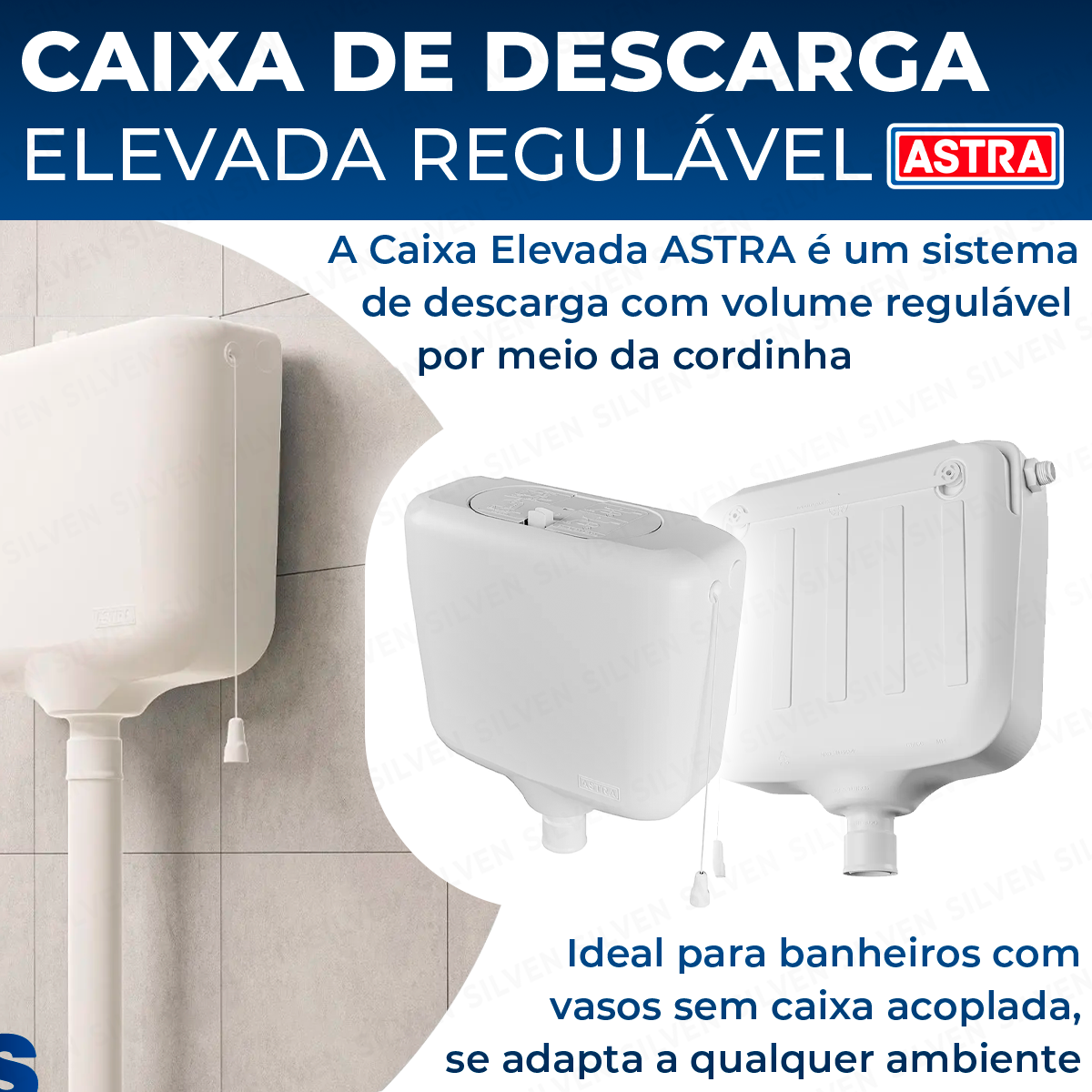 Caixa De Descarga De Parede Branca Com Cordinha Universal Para Banheiro ...