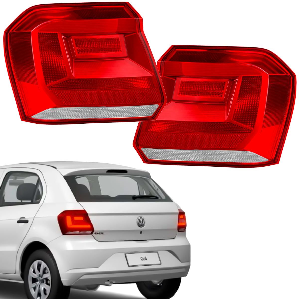 Par Lanterna Traseira Acrílico Gol G7 G8 Cristal 2017 2018 2019 2020 2021 2022 2022 2023 Pisca Ré	