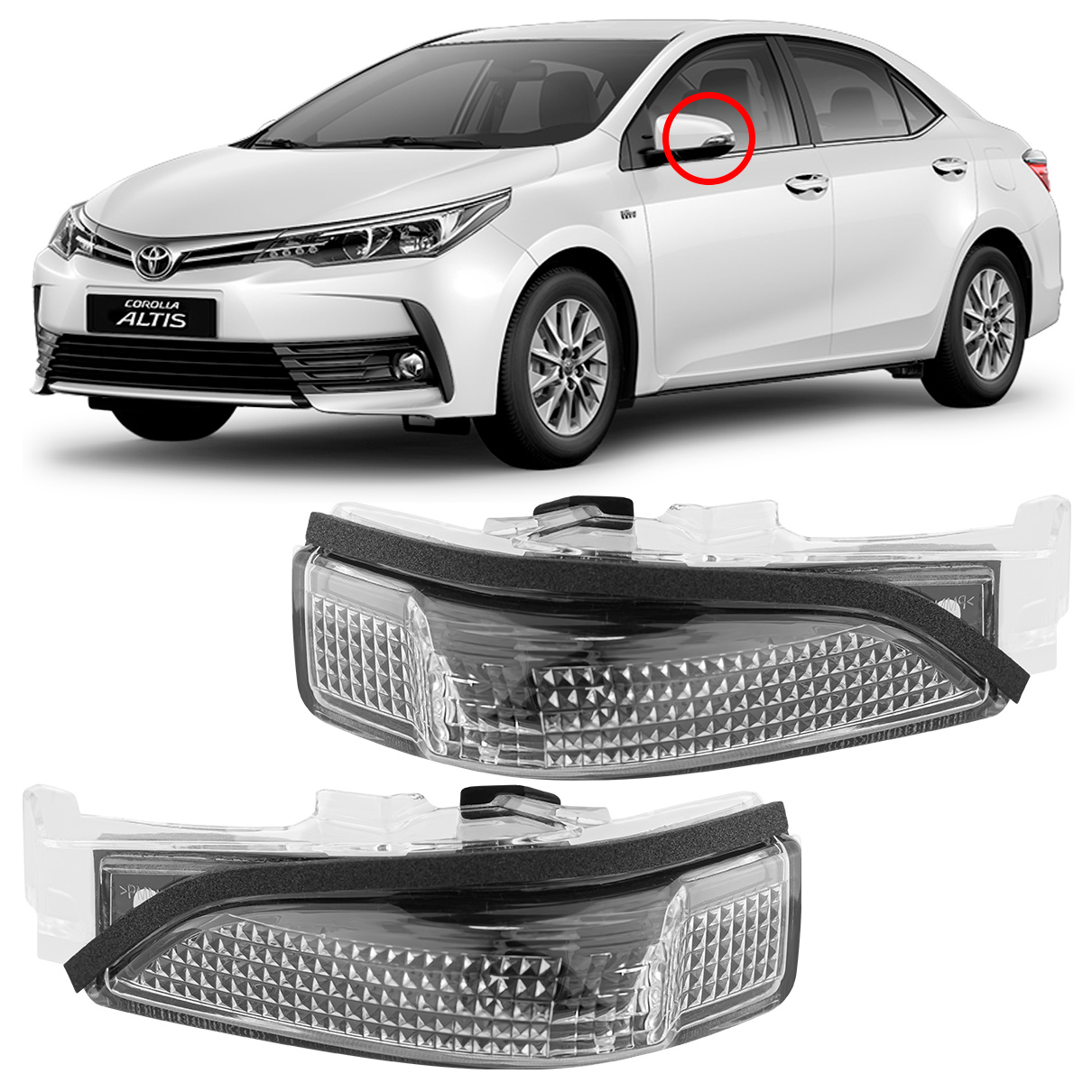 Par Pisca Seta Retrovisor Corolla 2014 2015 2016 2017 2018 Original Fitam