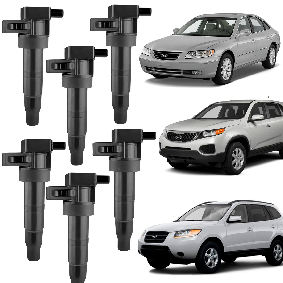 Kit 6 Bobina Ignição Azera 3.3 V6 Santa Fé 3.5 Veracruz 3.8