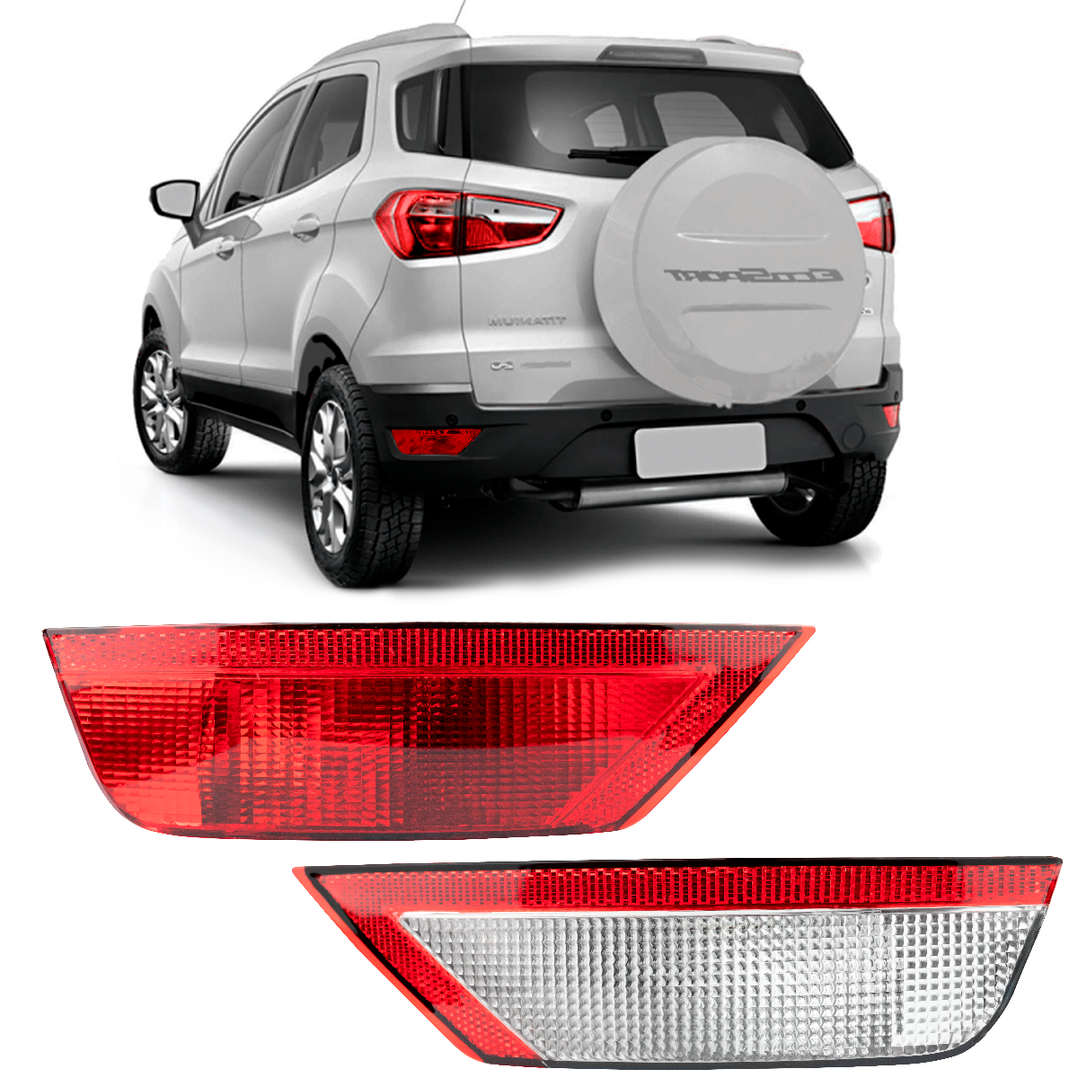 Par Lanternas Parachoque Traseiro Ecosport Luz de Ré Neblina 2013 2014 2015 2016 2018 2019 2020 2021