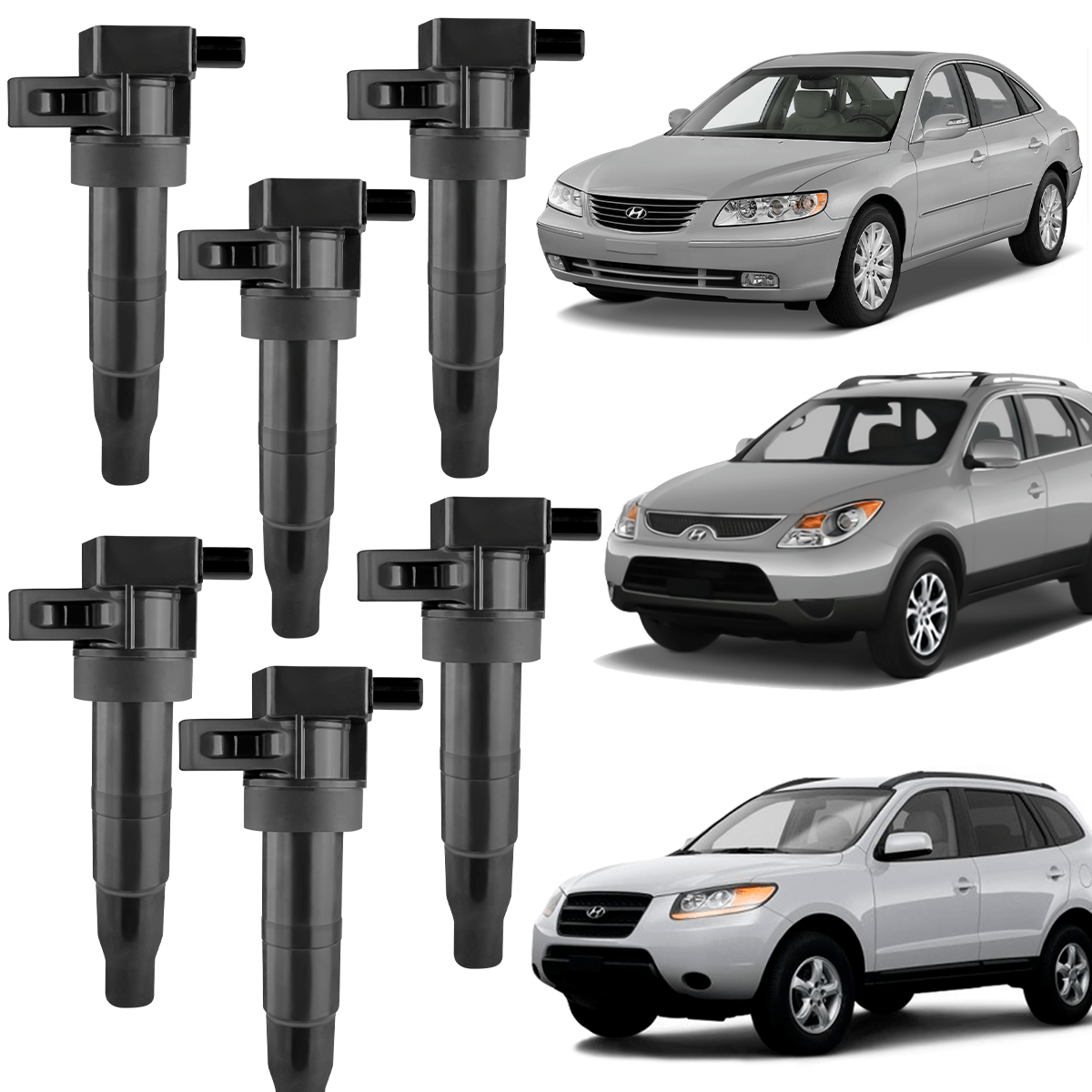 Kit 6 Bobina Ignição Azera 3.3 V6 Santa Fé 3.5 Veracruz 3.8