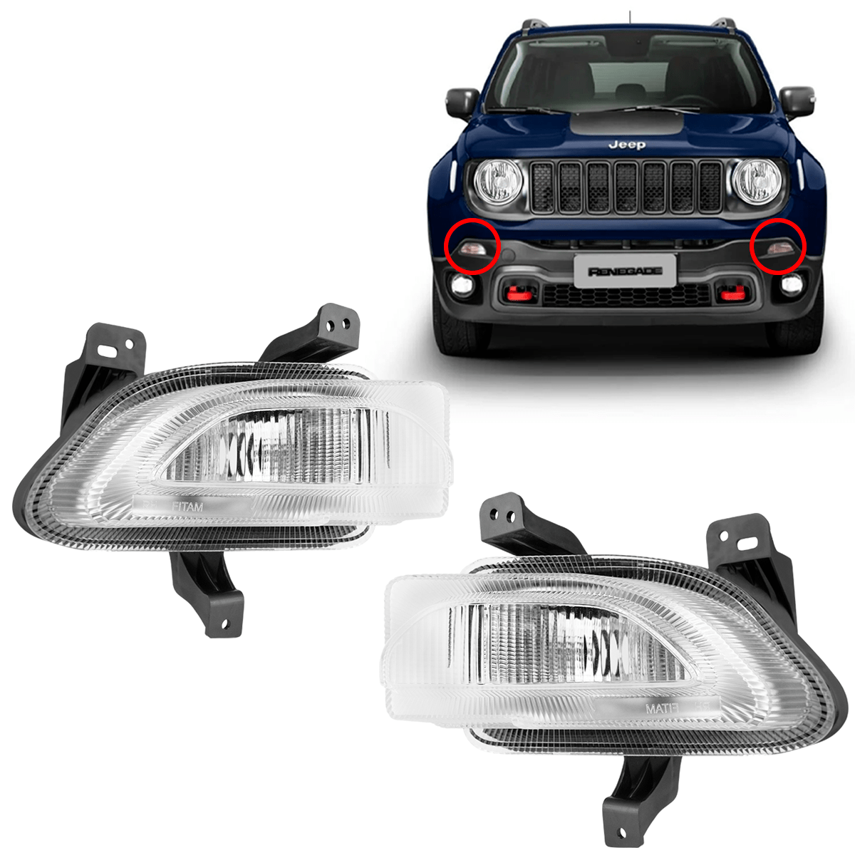 Par Pisca Seta Do Parachoque Jeep Renegade 2018 2019 2020 2021 2022 Original Fitam Direito Esquerdo
