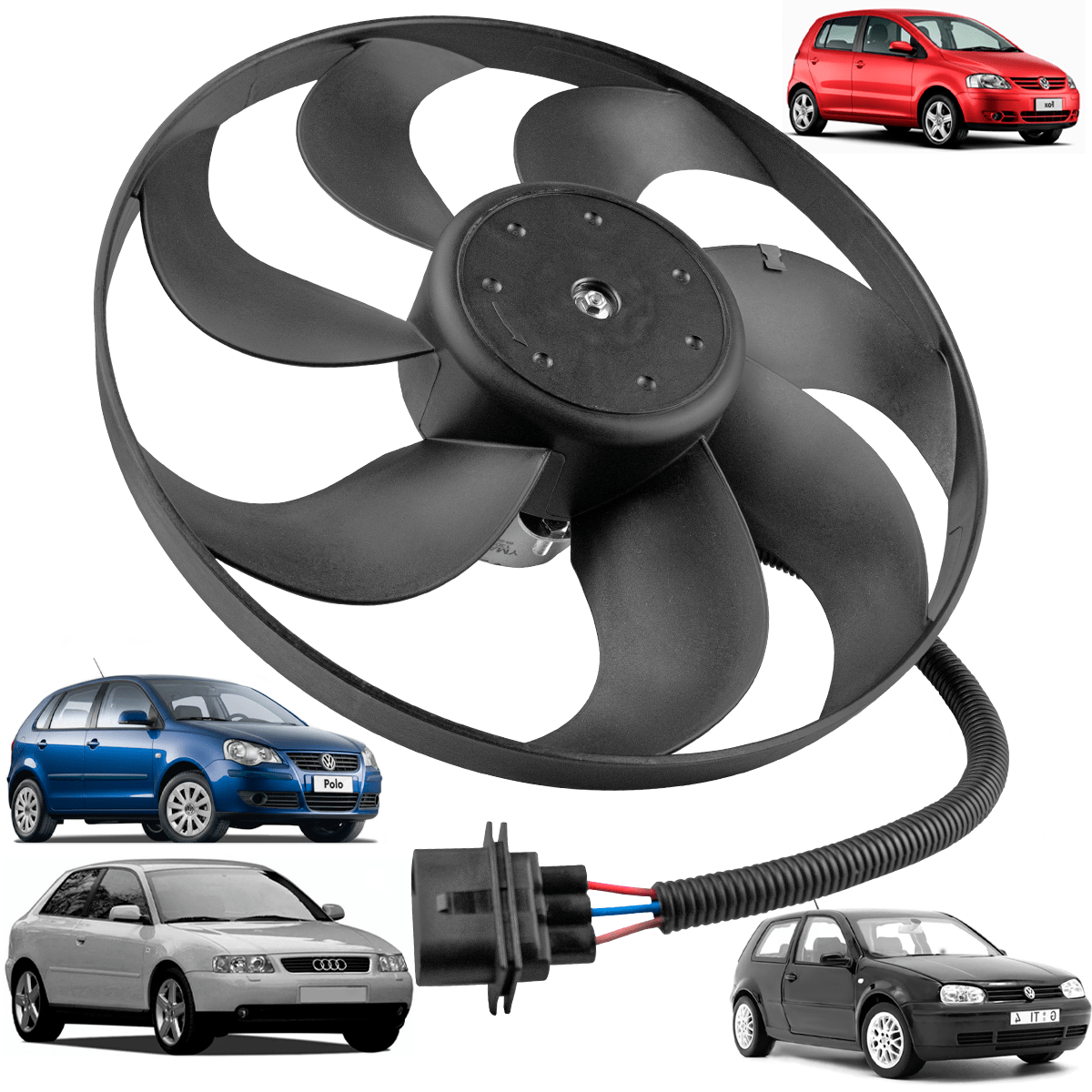 Ventoinha Maior Do Radiador Golf A3 Polo Fox Bora 7 Pás 1.8 1.6 1.0 2.0 Eletroventilador