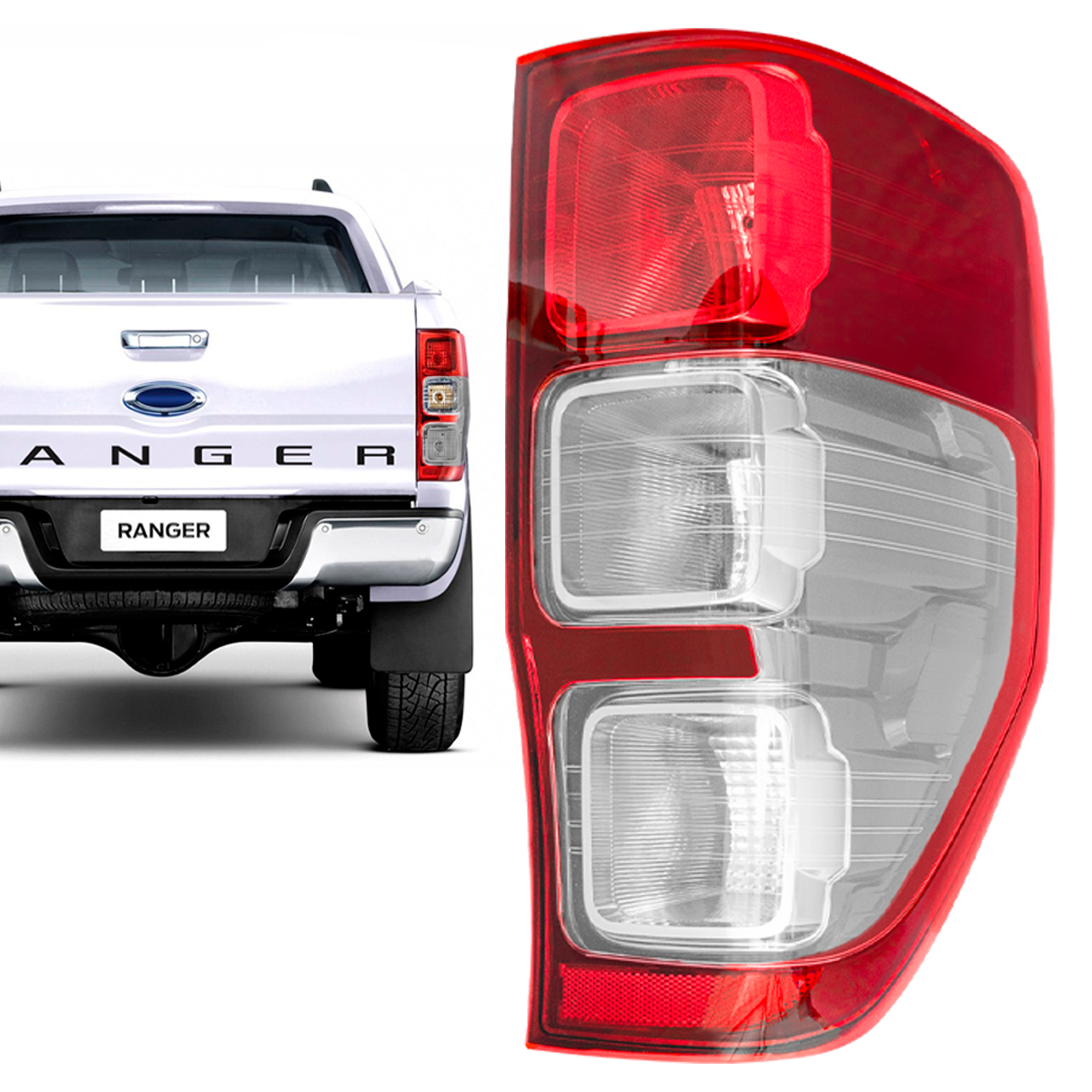 Lanterna Traseira Ford Ranger Cristal  2012 2013 2014 2015 2016 2017 2018 2019 2020 2021 2022 2023