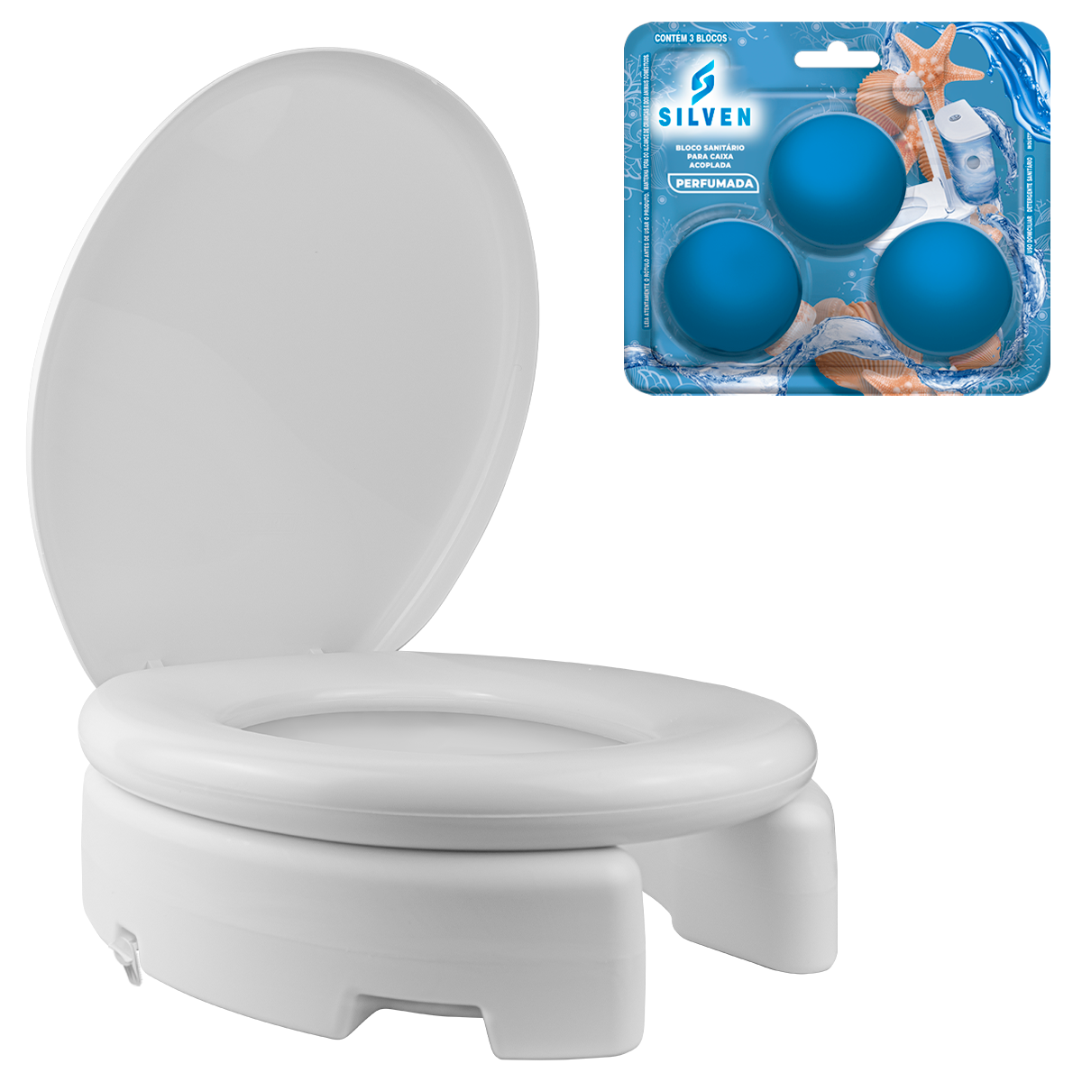 Assento Elevado Almofadado + Gel Sanitário Tampa Oval Astra Com Trava 7,5cm