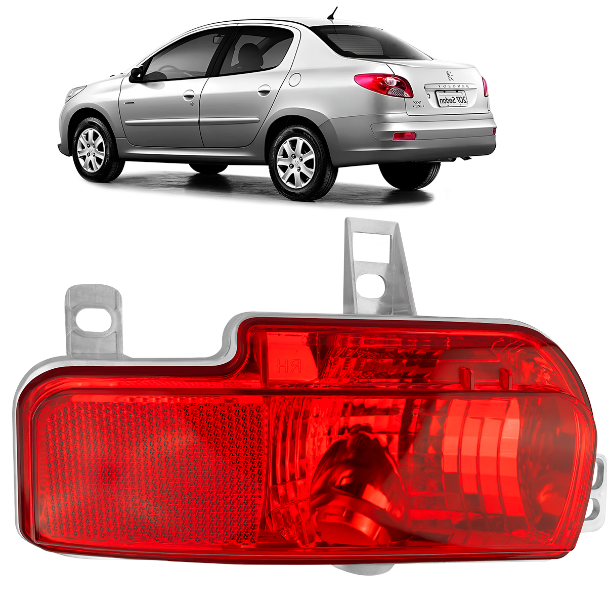 Lanterna Neblina Peugeot 207 Sedan Parachoque Traseiro 2008 2009 2010 2011 2012 2013 2014 2015