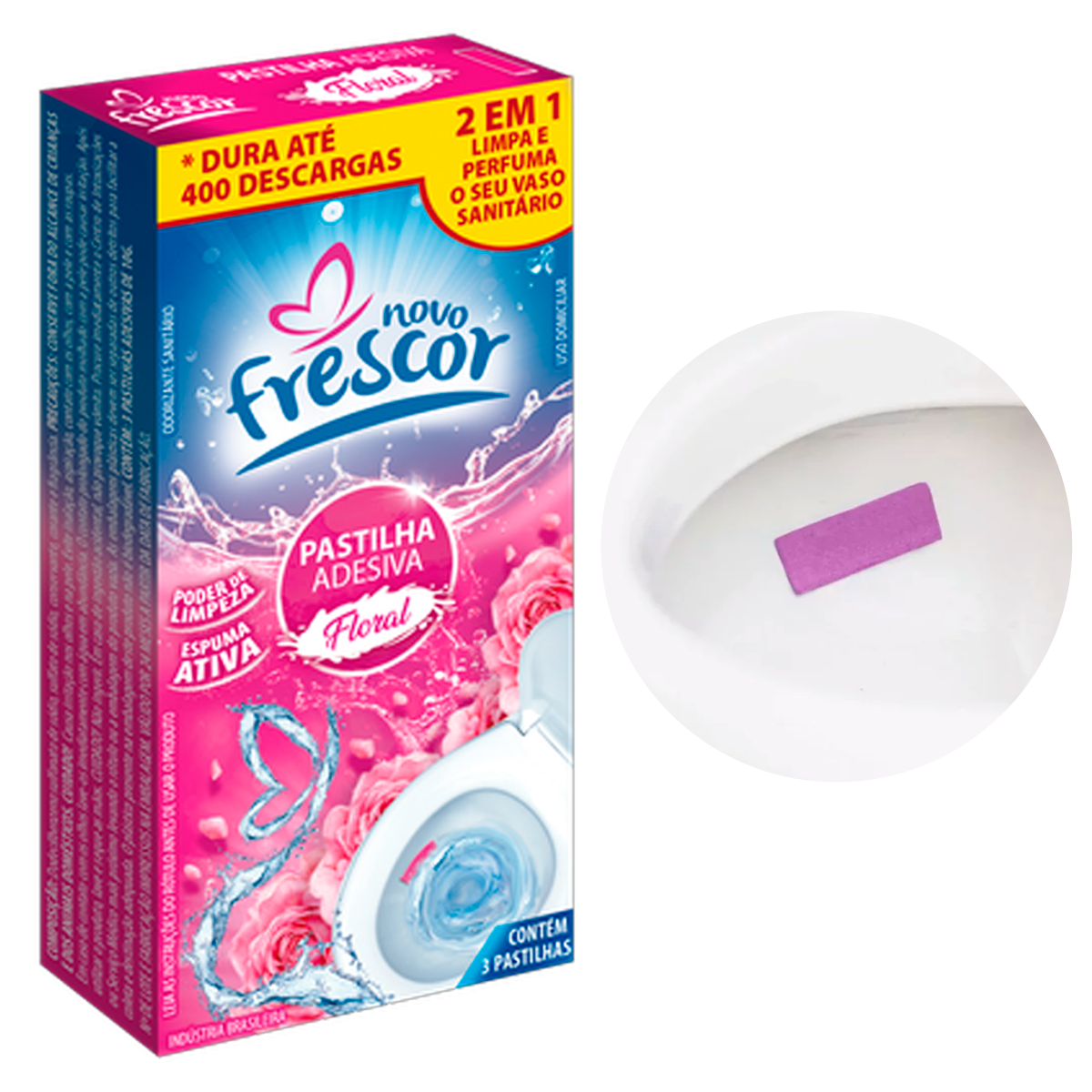 Kit 3 Pastilha Adesiva Floral Vaso Sanitário Frescor Odorizante Perfume Banheiro