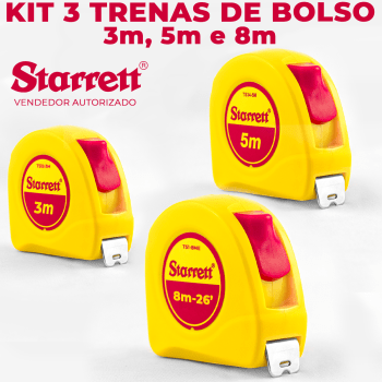 Kit 3 Trena De Bolso 3m 5m 8m Starrett Amarela