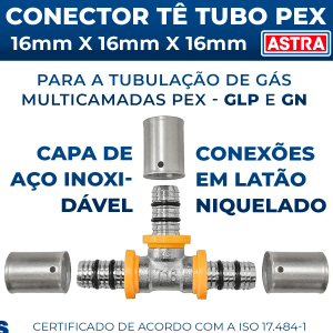 Conector Te Tee 16 X 16 X 16mm 1/2 Tubo Pex Multicamadas Gás