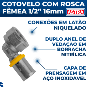 Conexão Pex P/gás 1/2 Rosca Fêmea Cotovelo 16mm Astra