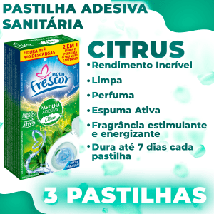 Kit 3 Pastilha Adesiva Floral Vaso Sanitário Citrus Odorizante Perfume Banheiro