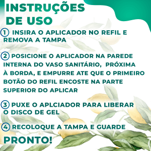 Kit 3 Aplicador Gel Adesivo Detergente Sanitário Limão Refil 4 Aplicações 28g