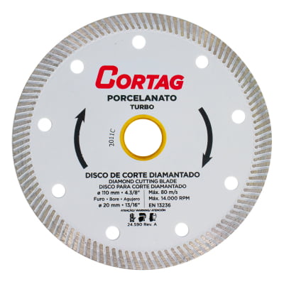 Kit com 3 Discos de Corte Diamantado para Porcelanato e Cerâmica Cortag 