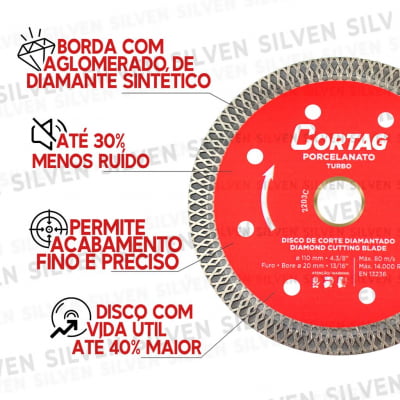 Disco Corte Diamantado Porcelanato Cerâmica Best Quality Cortag 110mm
