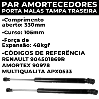 Par Amortecedor Porta Malas Renault Kwid 2017 2018 2019 2020 2021 2022 2023 tampa traseira