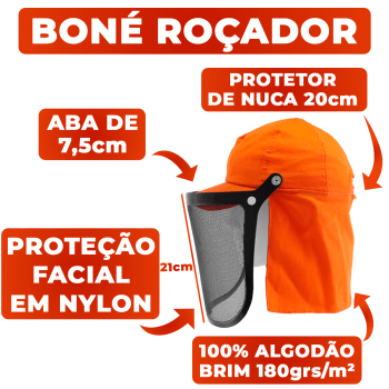 Boné Touca Árabe Roçador Com Proteção Facial Tela 8p Roçada