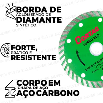 Kit 2 Discos de Corte Diamantado para Granito 110mm x 20mm Turbo Cortag