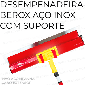 Desempenadeira Berox Aço Inox 60cm + Suporte Massa Corrida Drywall Cimento Queimado 