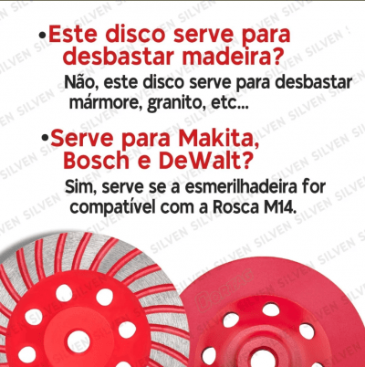 Disco de Desbaste para Concreto Diamantado para Esmerilhadeira Lixadeira 115mm Cortag