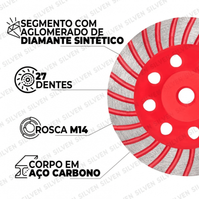 Disco de Desbaste para Concreto Diamantado para Esmerilhadeira Lixadeira 115mm Cortag