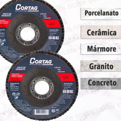 Kit 2 Disco de Desbaste Grão 40 Flap 4.1/2" 115mm Acabamento Cerâmica Granito Concreto Porcelanato