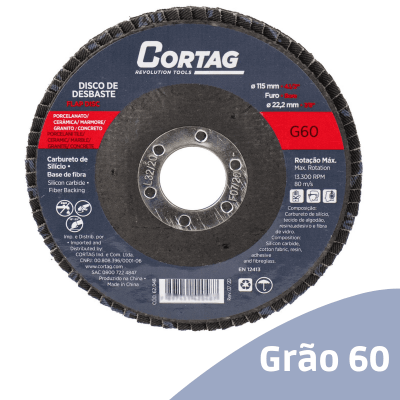 Kit 2 Disco de Desbaste Grão 40 Flap 4.1/2" 115mm Acabamento Cerâmica Granito Concreto Porcelanato