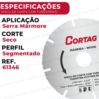 Disco de Tungstênio Corte 110mm para Drywall Cortag