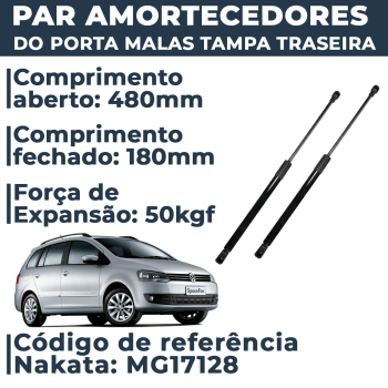 Par Amortecedor Porta Mala Spacefox 2010 2011 2012 2013 2014 2015 2016 2017 2018 2019 Tampa Traseira