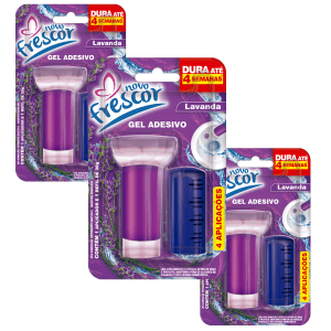Kit 3 Aplicador Gel Adesivo Detergente Sanitário Lavanda Refil 4 Aplicações 28g