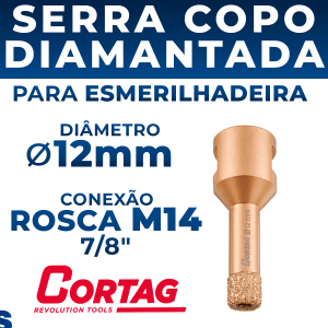 Serra Copo Diamantada 12mm Para Esmerilhadeira M14 Cortag Porcelanato Granito Mármore Cerâmica