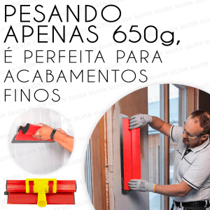 Desempenadeira Berox Aço Inox 60cm + Suporte Massa Corrida Drywall Cimento Queimado 