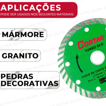 Kit 2 Discos de Corte Diamantado para Granito 110mm x 20mm Turbo Cortag