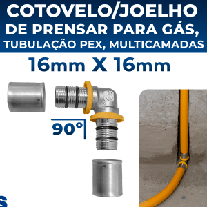 Cotovelo Joelho Prensar Astra Gás 90° 16mm X 16mm Tubulação PEX Encanamento