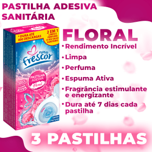 Kit 3 Pastilha Adesiva Floral Vaso Sanitário Frescor Odorizante Perfume Banheiro
