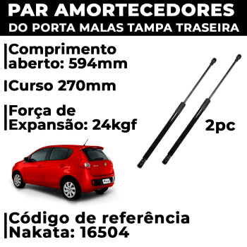 Par Pistão Amortecedor Porta Mala Novo Palio 2012 2013 2014 2015 2016 2017	