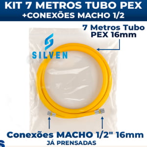 Kit Tubo Pex Gás 7 Metros Conexão Terminal Rosca Macho 1/2 