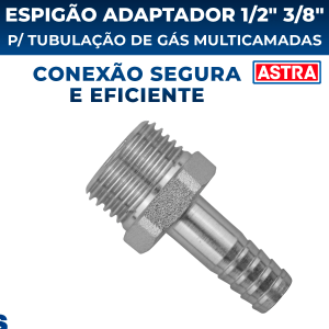 Espigão Adaptador 1/2 Para Gás Encanado Pex X Bico 3/8 Astra Multicamadas