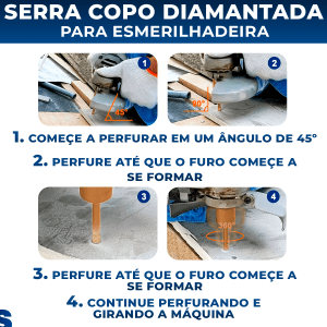 Serra Copo Diamantada 32mm Cerâmica Porcelanato Granito Mármore Para Esmerilhadeira M14 Cortag