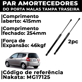 Par Amortecedor Porta Malas Honda Fit 2003 2004 2005 2006 2007 2008 Tampa traseira pistão