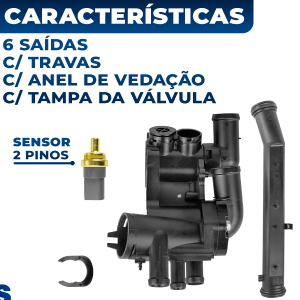 Carcaça Cavalete Válvula Termostática Completa Fox Spacefox Crossfox Gol G5 G6 Flex