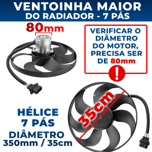 Ventoinha Maior Do Radiador Golf A3 Polo Fox Bora 7 Pás 1.8 1.6 1.0 2.0 Eletroventilador