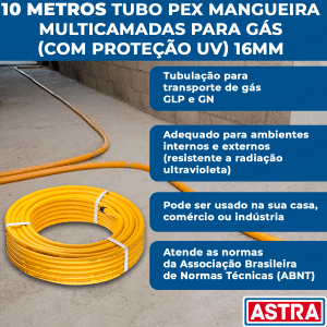 Tubo Pex para Gás 10 Metros 16mm Multicamadas  Tubulação Pex com Proteção Uv