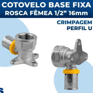 Cotovelo 16mm Base Fixa P/ Tubo Pex Gás Rosca 1/2 Fêmea 
