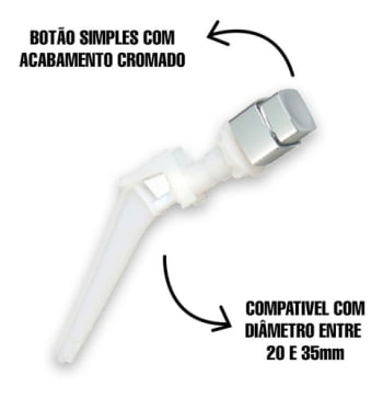 Botão Lateral Quadrado Acionamento Caixa Acoplada Externo