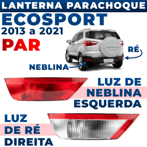 Par Lanternas Parachoque Traseiro Ecosport Luz de Ré Neblina 2013 2014 2015 2016 2018 2019 2020 2021