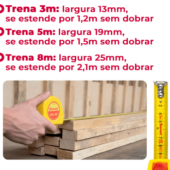 Kit 3 Trena De Bolso 3m 5m 8m Starrett Amarela