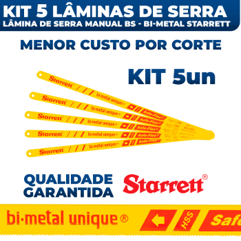 Kit 5 Lâmina de Serra Manual Starret BS1224 Safe Bi-Metal Unique